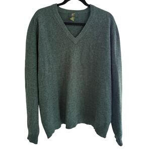 Club Room 100% Lambs Wool V-Neck Long Sleeve Minimalistic Office Green Sweater-L